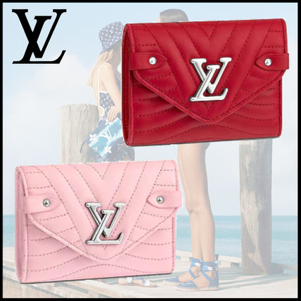 Louis Vuitton Calfskin Plain Folding Wallet Logo Folding Wallets M63730 M63428 