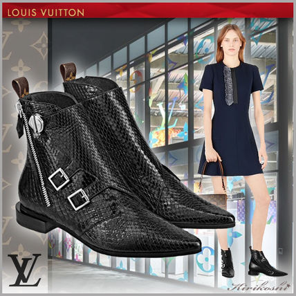 Louis Vuitton 2019 SS Rubber Sole Plain Leather Logo Ankle  Booties Boots 