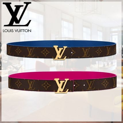Louis Vuitton Monogram Casual Style Bi color Leather Elegant Style Belts 