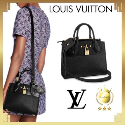 Louis Vuitton CITY STEAMER 2020 SS Casual Style Calfskin Studded 2WAY Plain Leather Party Style 