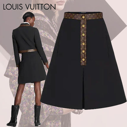 Louis Vuitton 2020 21AW Monogram Wool Silk Plain Cotton Logo Skirts 