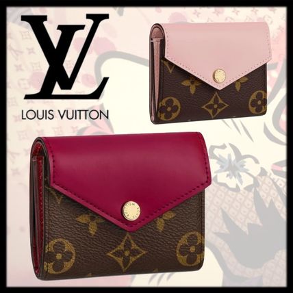 Louis Vuitton ZOE 2020 21AW Monogram Bi color Leather Folding Wallet Small Wallet Logo M62933 M62932 
