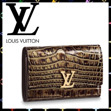 Louis Vuitton CAPUCINES Unisex Leather Folding Wallet Small Wallet Logo N96915 