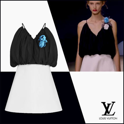 Louis Vuitton 2020 SS Short A line Silk Sleeveless V Neck Bi color Party Style 1A7SI3 