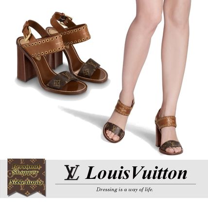Louis Vuitton MONOGRAM 2019 20AW Monogram Open Toe Casual Style Blended Fabrics Leather 1A642I 