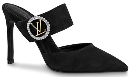 Louis Vuitton 2020 21AW Suede Pin Heels Party Style With Jewels Elegant Style Mules 