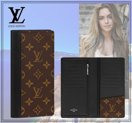 Louis Vuitton MONOGRAM MACASSAR 2020 21AW Monogram Unisex Leather Folding Wallet Logo Long Wallets M69410 