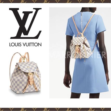 Louis Vuitton DAMIER AZUR Leather Backpacks N44026 