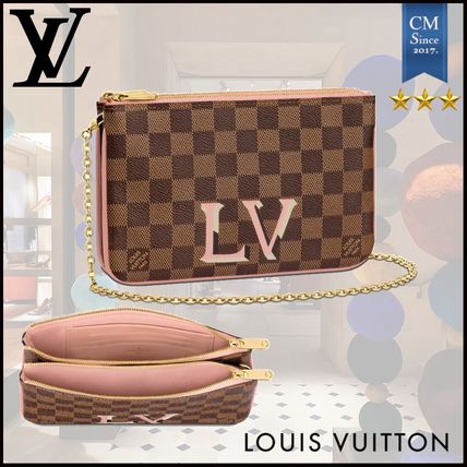 Louis Vuitton DAMIER 2020 SS Canvas 2WAY Chain Leather Crossbody Logo Shoulder Bags 