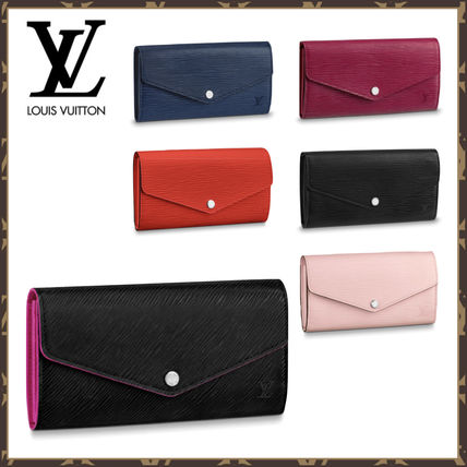 Louis Vuitton PORTEFEUILLE SARAH Unisex Plain Leather Folding Wallet Logo Long Wallets