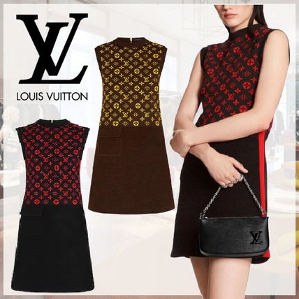 Louis Vuitton Crew Neck Short Monogram Wool Silk Sleeveless Cotton Logo 