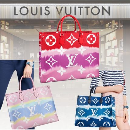 Louis Vuitton Monogram Bi color Leather Logo Totes 