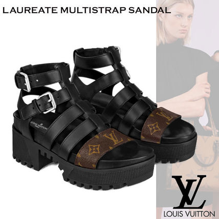 Louis Vuitton MONOGRAM 2020 SS Monogram Open Toe Platform Casual Style Leather 
