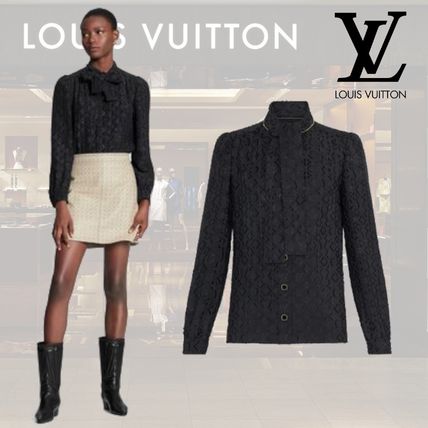 Louis Vuitton MONOGRAM 2020 21AW Elegant Monogram Jacquard Lavaliere Blouse 1A8438 