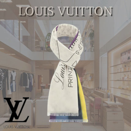 Louis Vuitton Monogram Silk Logo Knit  Fur Scarves MP2316 