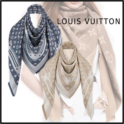 Louis Vuitton 2019 20AW 2019 20AW STUDDY DENIM MONOGRAM SHAWL beige blue one size M73698 M73699 