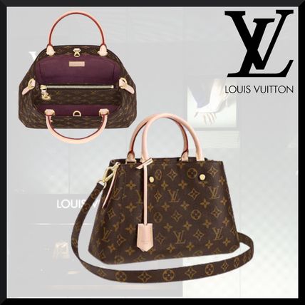 Louis Vuitton Monogram Canvas Leather Logo Handbags M41055 