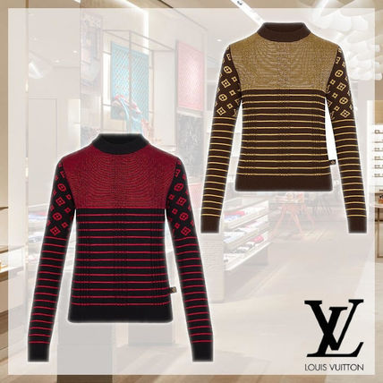 Louis Vuitton MONOGRAM Monogram Casual Style Cashmere U Neck Long Sleeves Medium