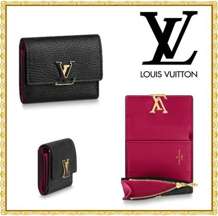 Louis Vuitton TAURILLON 2019 20AW Leather Folding Wallet Small Wallet Logo Folding Wallets 