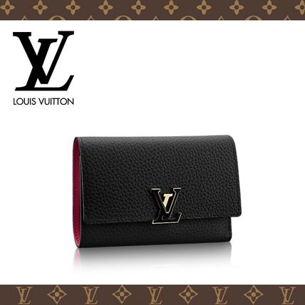Louis Vuitton CAPUCINES 2016 17AW Monogram Plain Leather Folding Wallets 