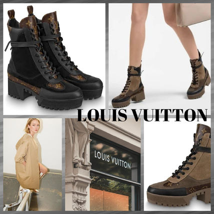 Louis Vuitton 2020 21AW Monogram Platform Rubber Sole Lace up Casual Style Plain 