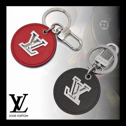 Louis Vuitton TAIGA Unisex Calfskin Plain Leather Logo Keychains  Bag Charms 