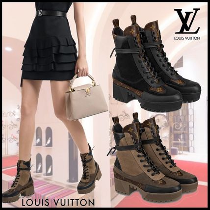Louis Vuitton MONOGRAM 2019 20AW Monogram Platform Round Toe Casual Style Leather Logo 1A4XYH 1A4XY2 