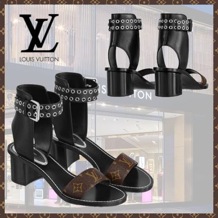 Louis Vuitton 2020 SS Leather Logo Heeled Sandals 1A64N8 