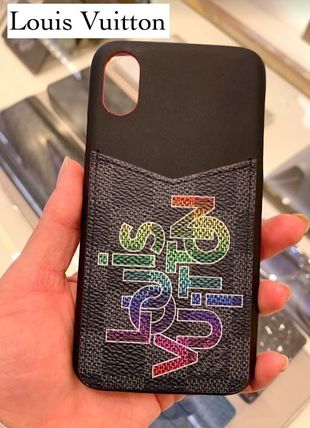 Louis Vuitton DAMIER GRAPHITE 2020 SS Leather iPhone XS Logo Smart Phone Cases 
