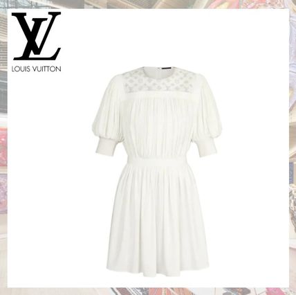 Louis Vuitton Short Monogram Casual Style Flared Short Sleeves 1A612K 