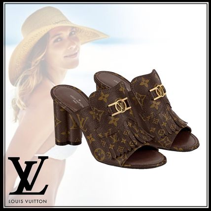 Louis Vuitton 2020 SS Monogram Casual Style Street Style Logo Heeled Sandals 1A662O 