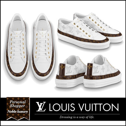 Louis Vuitton 2020 21AW Monogram Plain Toe Rubber Sole Blended Fabrics Street Style 