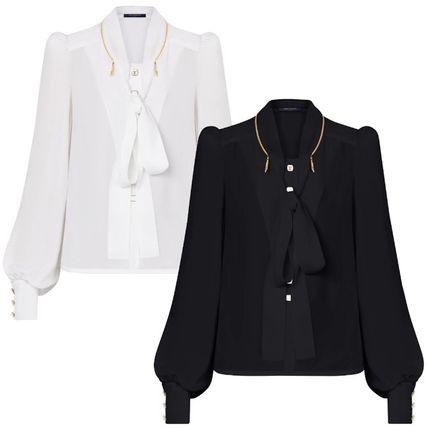 Louis Vuitton 2020 21AW Silk Long Sleeves Plain Medium Elegant Style Puff Sleeves 