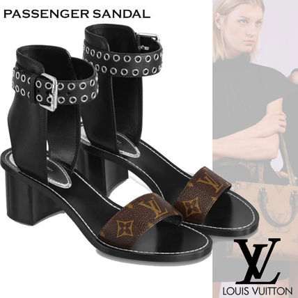 Louis Vuitton MONOGRAM 2020 SS Monogram Open Toe Casual Style Leather Block Heels 