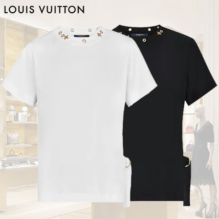 Louis Vuitton Crew Neck Short Monogram Street Style Plain Cotton 