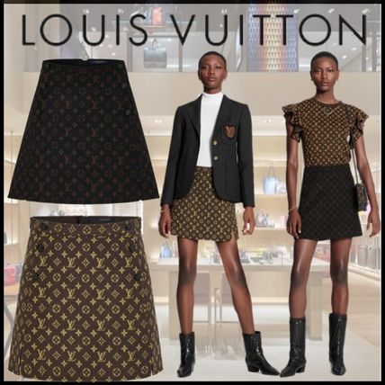 Louis Vuitton MONOGRAM 2020 21AW Pencil Skirts Short Monogram Silk Blended Fabrics 