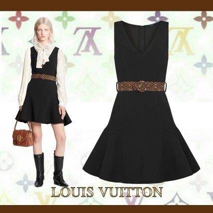 Louis Vuitton 2020 21AW Short Monogram Wool Silk Sleeveless V Neck Cotton