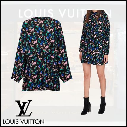 Louis Vuitton Short Silk Long Sleeves Dresses 