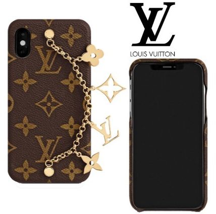 Louis Vuitton MONOGRAM Monogram Leather iPhone X iPhone XS Logo Smart Phone Cases 