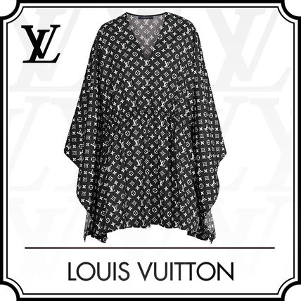 Louis Vuitton 2020 SS Monogram Dolman Sleeves Flared Cropped Logo Dresses 1A60EW 