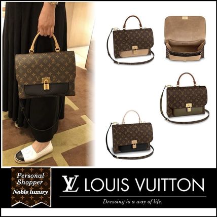 Louis Vuitton MARIGNAN 2020 SS Monogram Calfskin 2WAY Bi color Chain Leather Office Style 