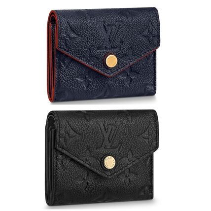 Louis Vuitton MAHINA Plain Leather Logo Folding Wallets 