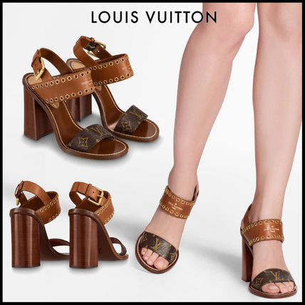 Louis Vuitton MONOGRAM Monogram Open Toe Casual Style Street Style Leather 