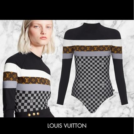 Louis Vuitton DAMIER 2020 21AW Nylon Long Sleeves Long Sleeve T shirt Turtlenecks 