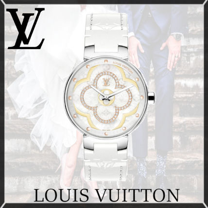 Louis Vuitton MONOGRAM VERNIS Casual Style Leather Round Quartz Watches Elegant Style QA019Z 