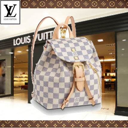 Louis Vuitton DAMIER AZUR Casual Style Calfskin Elegant Style Crossbody Logo Backpacks 