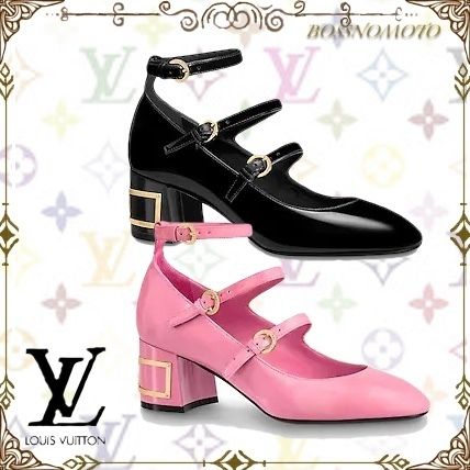 Louis Vuitton 2020 Cruise Plain Toe Blended Fabrics Bi color Plain Leather Block Heels 1A66IP 1A66HV 