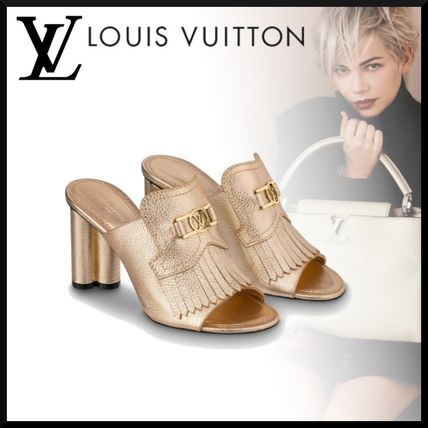 Louis Vuitton Leather Fringes Logo Heeled Sandals 1A87S9 