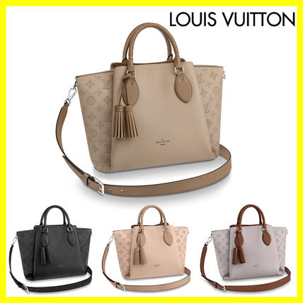 Louis Vuitton MAHINA Monogram Calfskin 2WAY Plain Elegant Style Crossbody Totes 