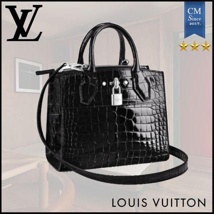 Louis Vuitton CITY STEAMER 2020 SS Crocodile 2WAY Leather Crossbody Logo Handbags 